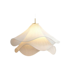 White Japandi Fabric pendant lights LED Light With Wavy Shade