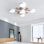 Multi-Head LED Light Ceiling Light with Wood Accents