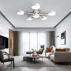 Multi-Head LED Light Ceiling Light with Wood Accents