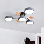 Multi-Head LED Light Ceiling Light with Wood Accents