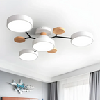 Multi-Head LED Light Ceiling Light with Wood Accents