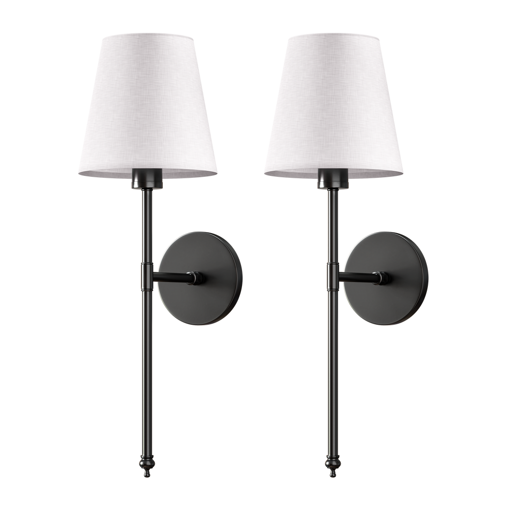 2 Pack Cordless LED Light Wall Sconce With Fabric Shade Wall Light