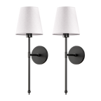 2 Pack Cordless LED Light Wall Sconce With Fabric Shade Wall Light