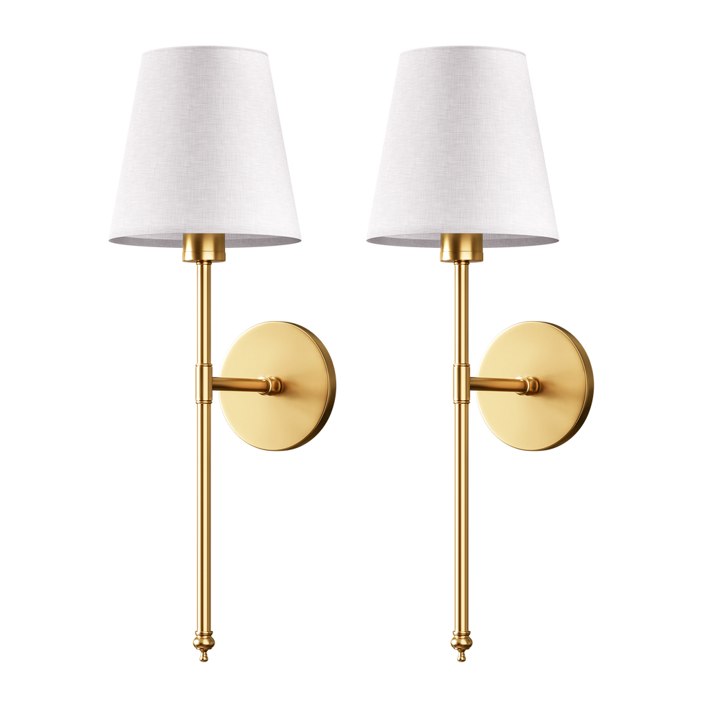 2 Pack Cordless LED Light Wall Sconce With Fabric Shade Wall Light
