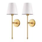2 Pack Cordless LED Light Wall Sconce With Fabric Shade Wall Light