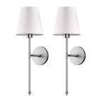 2 Pack Cordless LED Light Wall Sconce With Fabric Shade Wall Light