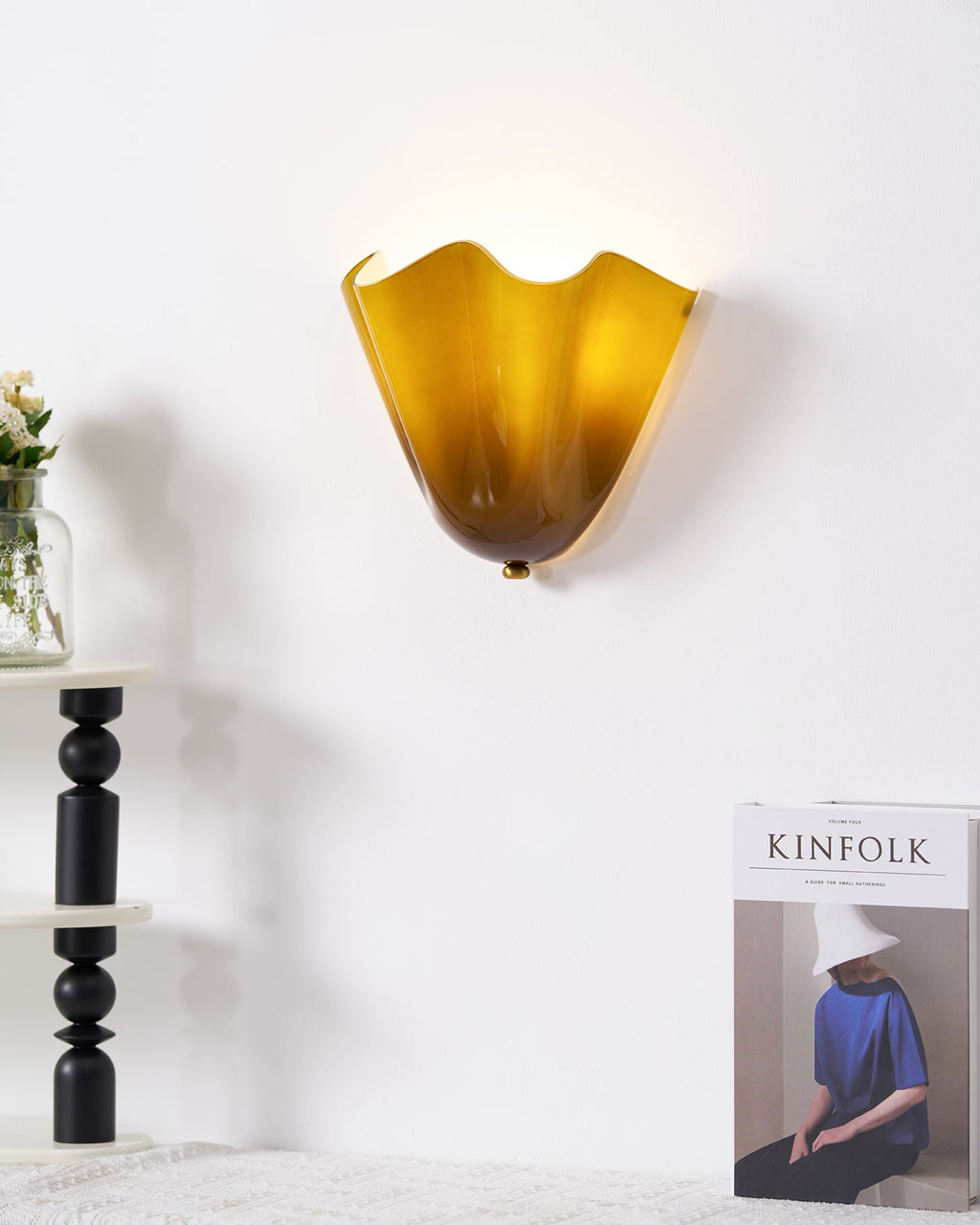 Glass Wall Light Sconce With Fan Shaped Shade