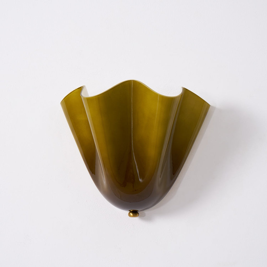 Glass Wall Light Sconce With Fan Shaped Shade