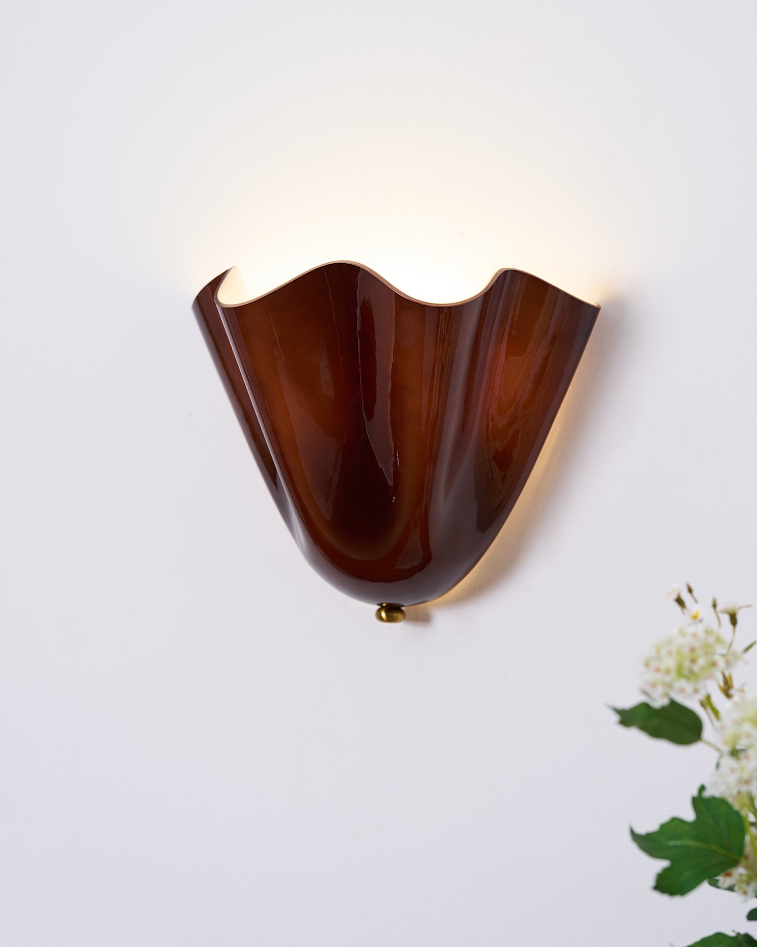 Glass Wall Light Sconce With Fan Shaped Shade