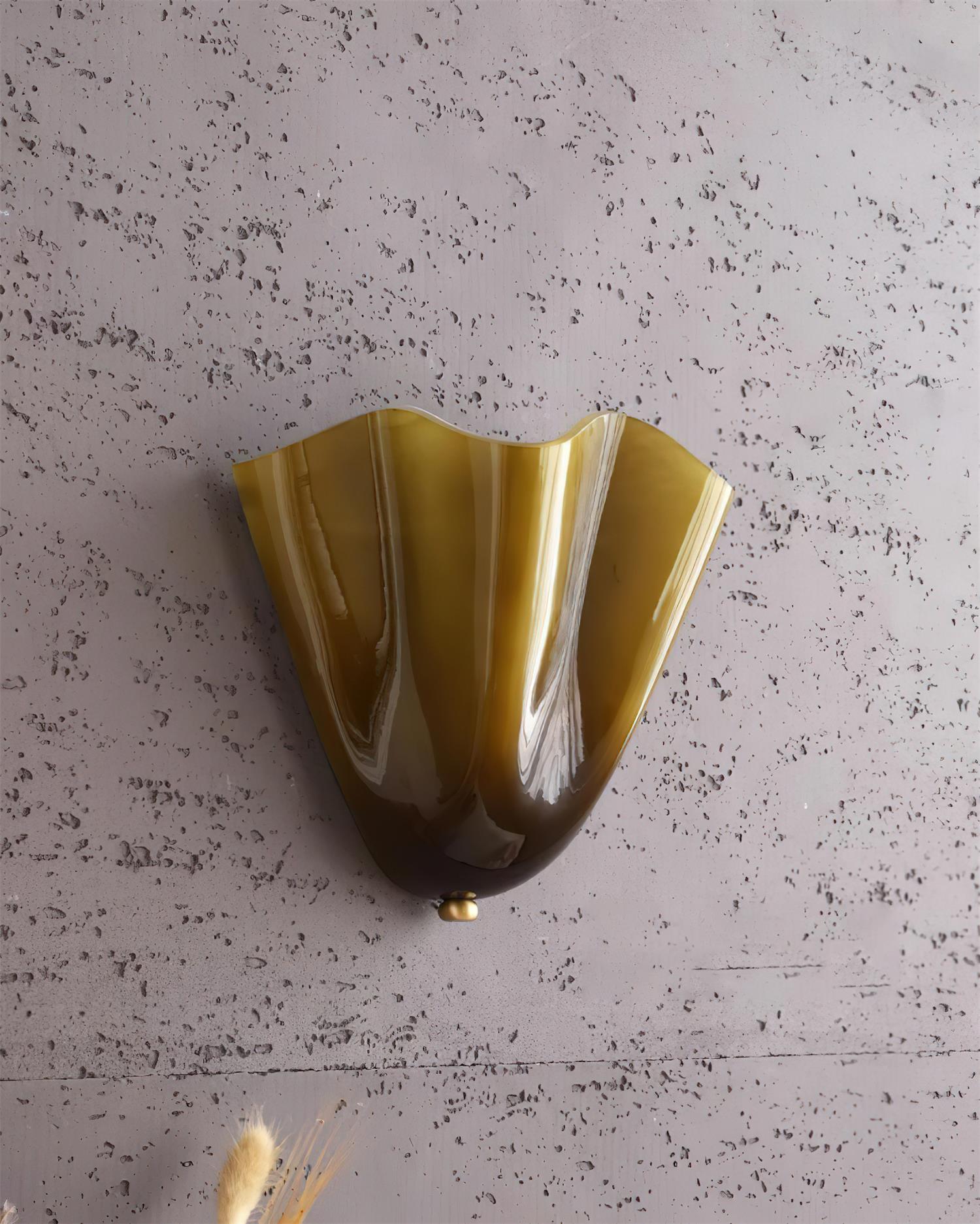 Glass Wall Light Sconce With Fan Shaped Shade