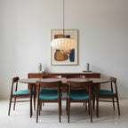 Ribbed Oval Pendant Light With Segmented Shade