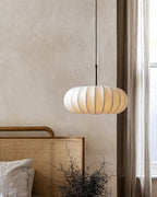 Ribbed Oval Pendant Light With Segmented Shade