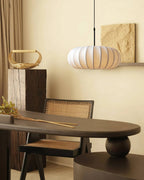 Ribbed Oval Pendant Light With Segmented Shade