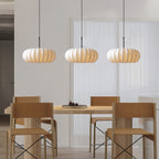 Ribbed Oval Pendant Light With Segmented Shade