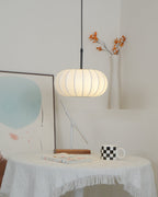 Ribbed Oval Pendant Light With Segmented Shade