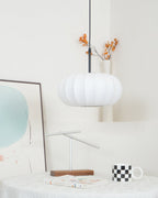 Ribbed Oval Pendant Light With Segmented Shade