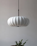 Ribbed Oval Pendant Light With Segmented Shade