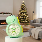 Dinosaur Alarm Clock for Kids Silent Non-Ticking Children's Bedside Clock with Gentle Wake-Up Light and Selectable Alarm Sounds Battery Operated