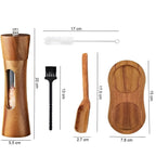 Wooden Salt and Pepper Mill Set Adjustable Grinder with Ceramic and Steel Mechanism Clear Acrylic Window Refillable Single | Pair or with Stand