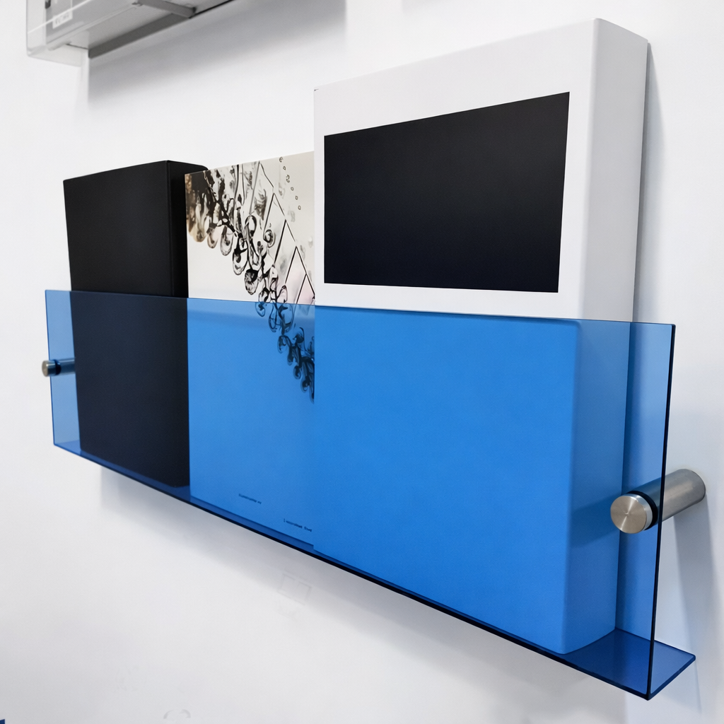 Acrylic Wall Shelf Floating Magazine Rack Wall Mounted Book Display Organiser with Screw or Adhesive Fixing for Living Room | Bedroom and Office