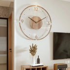 Silent Wooden Wall Clock Minimalist Scandinavian Design with Quiet Quartz Movement for Living Room and Bedroom