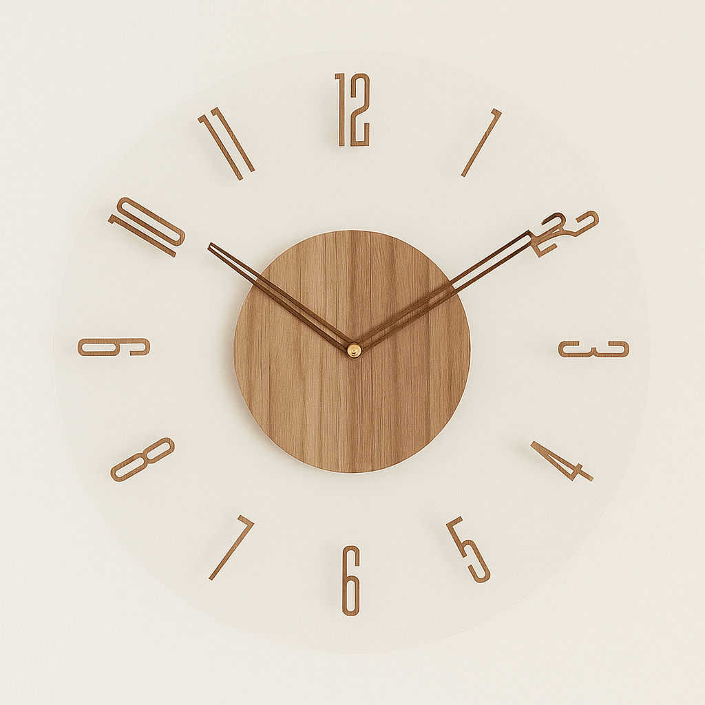 Silent Wooden Wall Clock Minimalist Scandinavian Design with Quiet Quartz Movement for Living Room and Bedroom