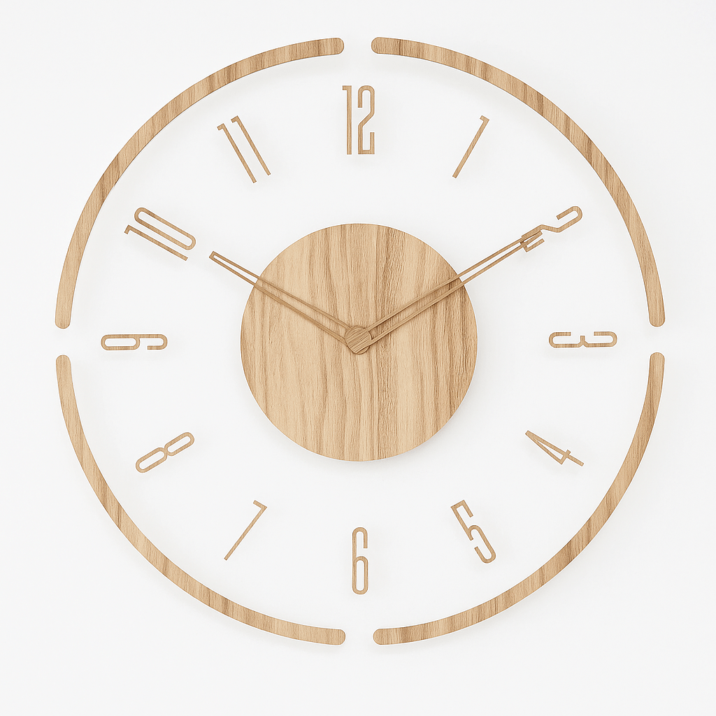 Silent Wooden Wall Clock Minimalist Scandinavian Design with Quiet Quartz Movement for Living Room and Bedroom