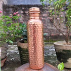 Hammered Copper Finish Water Bottle Stainless Steel Leak Proof Reusable Drinks Bottle with Screw Cap for Office | Yoga and Travel
