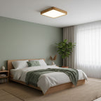 Minimalist Wood Flush Mount Ceiling Light With Round Shade
