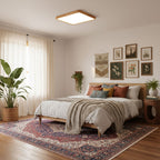 Minimalist Wood Flush Mount Ceiling Light With Round Shade