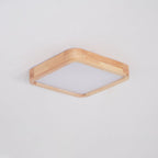 Minimalist Wood Flush Mount Ceiling Light With Round Shade