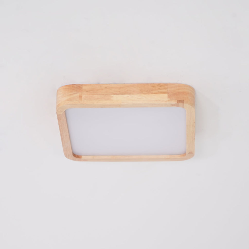 Minimalist Wood Flush Mount Ceiling Light With Round Shade