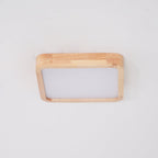 Minimalist Wood Flush Mount Ceiling Light With Round Shade