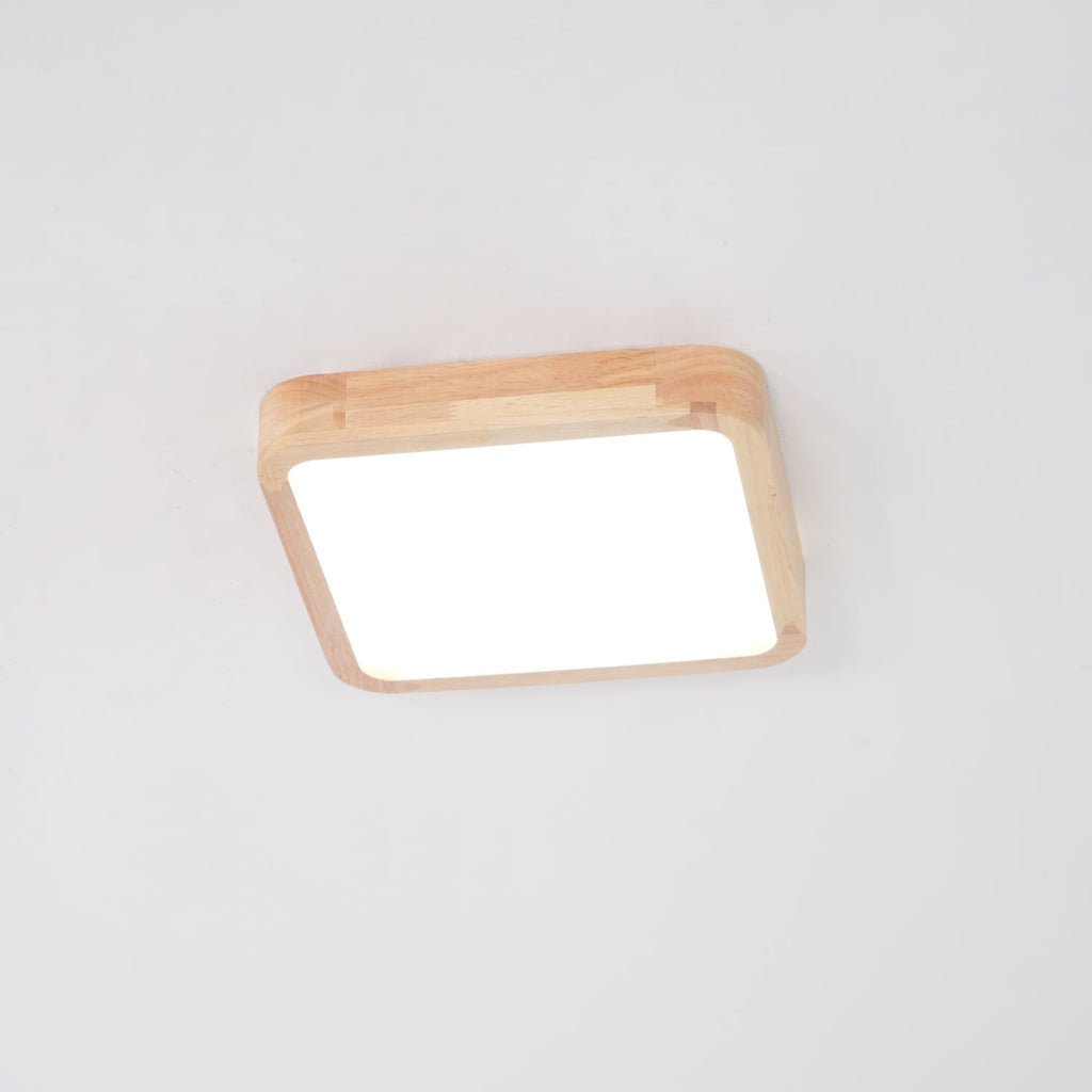 Minimalist Wood Flush Mount Ceiling Light With Round Shade
