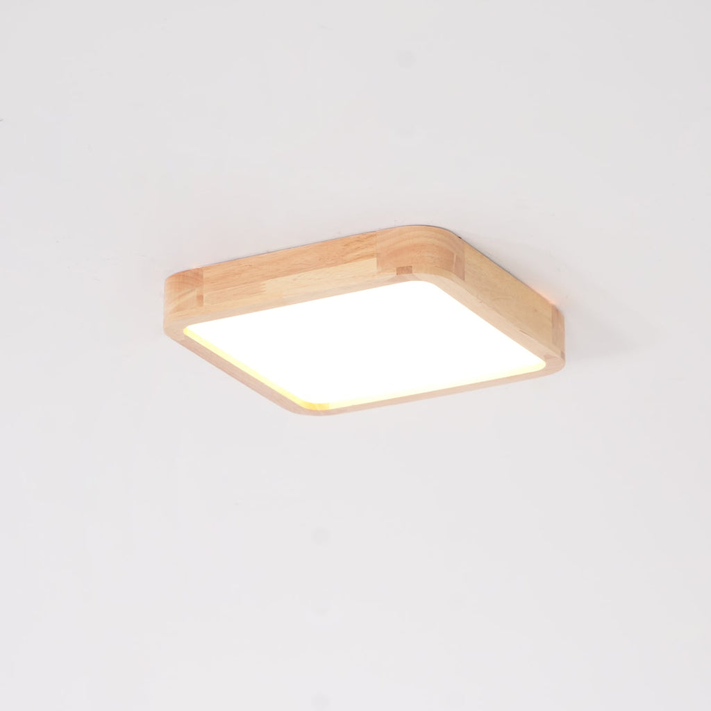 Minimalist Wood Flush Mount Ceiling Light With Round Shade