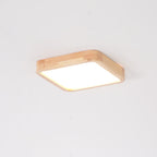 Minimalist Wood Flush Mount Ceiling Light With Round Shade