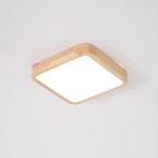 Minimalist Wood Flush Mount Ceiling Light With Round Shade