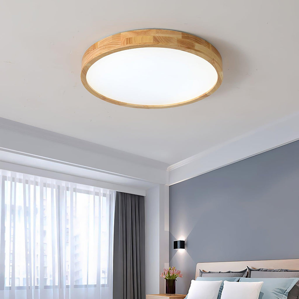 Scandinavian Wood Flush Mount Ceiling Light With Remote Dimming — Ashbury Home & Living