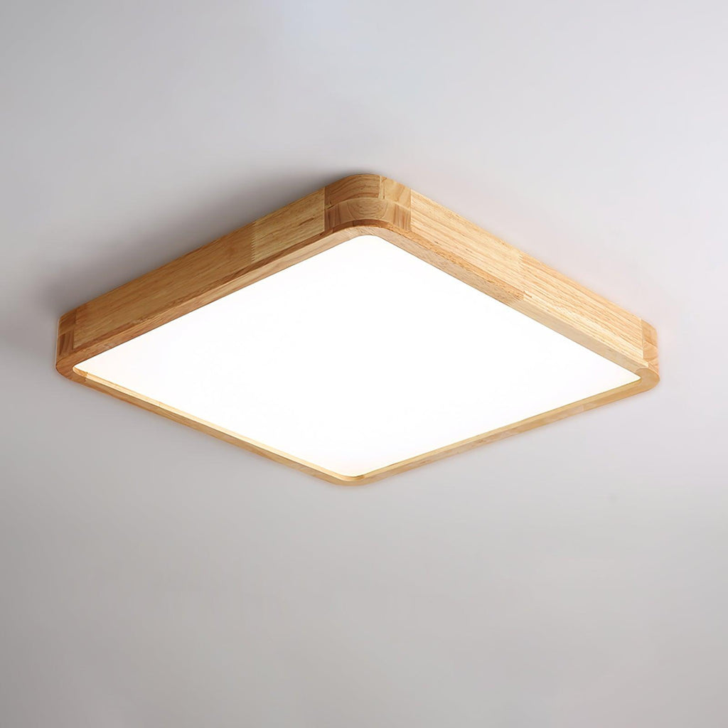 Minimalist Wood Flush Mount Ceiling Light With Round Shade