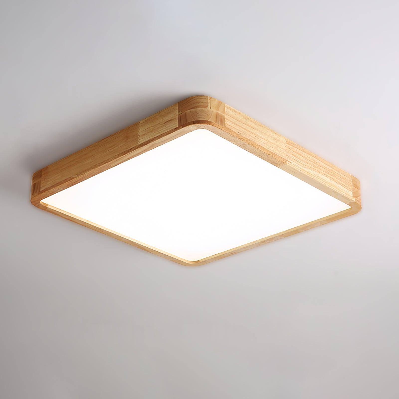 Minimalist Wood Flush Mount Ceiling Light With Round Shade