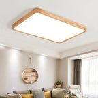 Minimalist Wood Flush Mount Ceiling Light With Round Shade