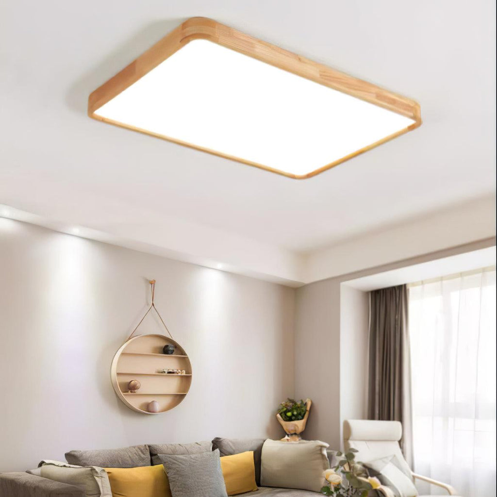 Minimalist Wood Flush Mount Ceiling Light With Round Shade