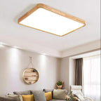 Minimalist Wood Flush Mount Ceiling Light With Round Shade