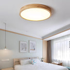 Scandinavian Wood Flush Mount Ceiling Light With Remote Dimming — Ashbury Home & Living