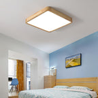 Minimalist Wood Flush Mount Ceiling Light With Round Shade
