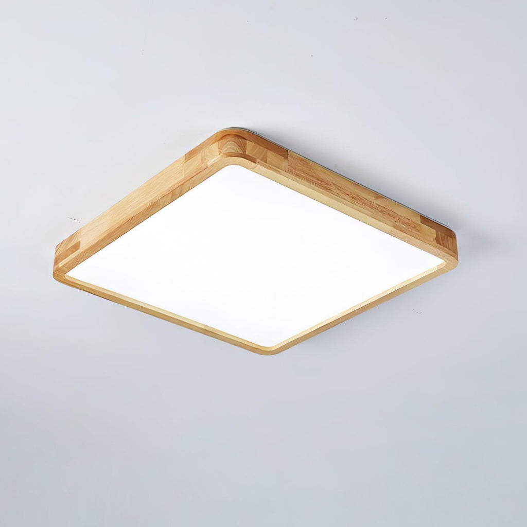 Minimalist Wood Flush Mount Ceiling Light With Round Shade