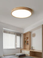 Scandinavian Wood Flush Mount Ceiling Light With Remote Dimming — Ashbury Home & Living