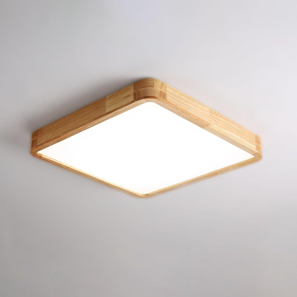 Minimalist Wood Flush Mount Ceiling Light With Round Shade