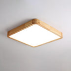 Minimalist Wood Flush Mount Ceiling Light With Round Shade
