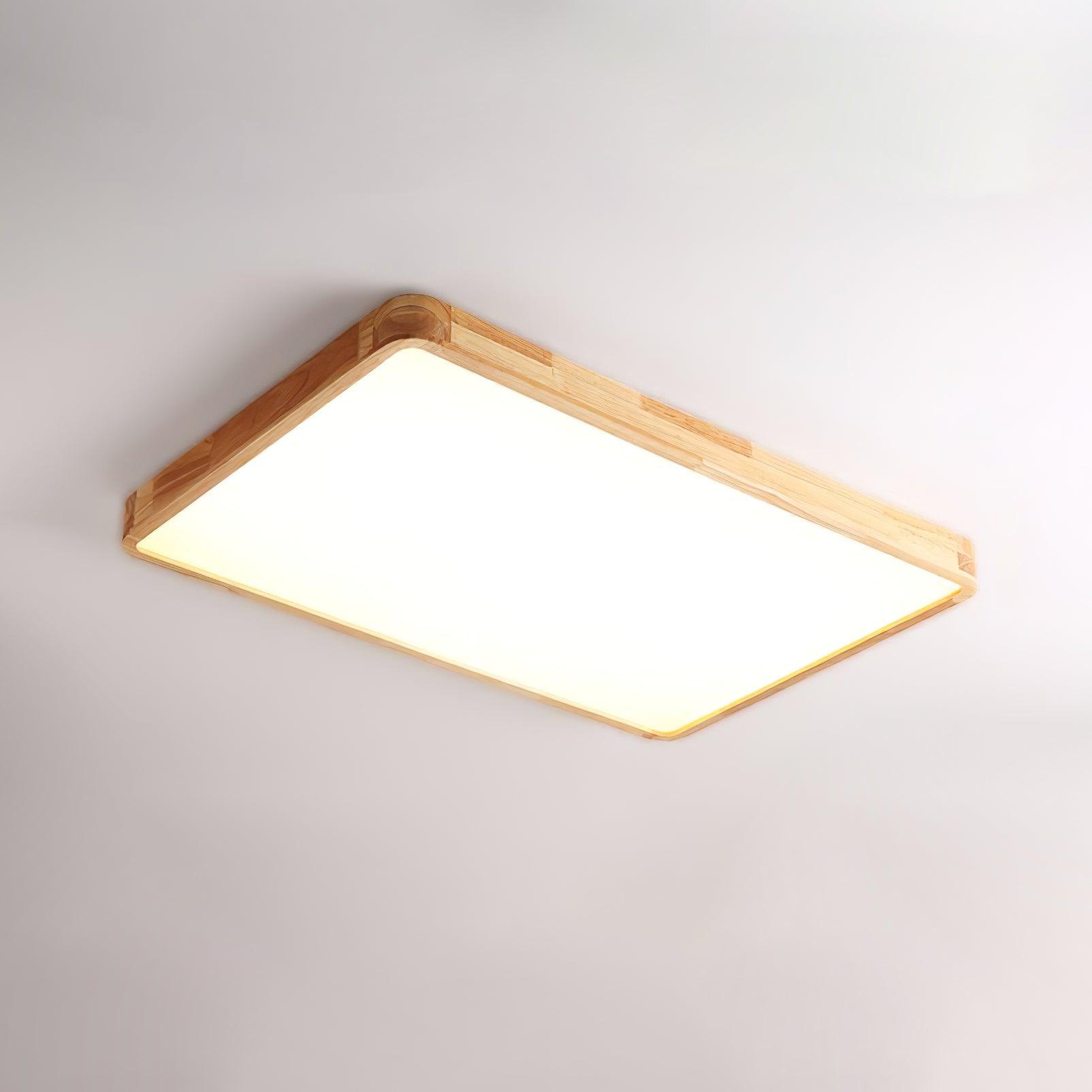 Minimalist Wood Flush Mount Ceiling Light With Round Shade